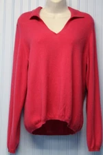 Charter Club 100% cashmere pink collared v neck pullover sweater XL (w/repairs)