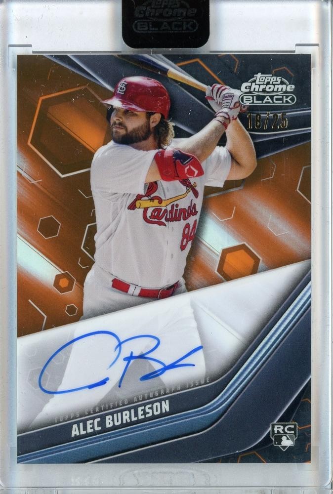 2023 Topps Chrome Black Alec Burleson Auto Orange /25 Cardinals