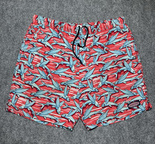 Vineyard Vines Fish AOP Red Blue Board Swim Shorts Men Size Medium w/ Mesh