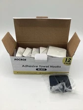 Docrok Adhesive Towel Hooks 12-Pack Black Wall Mount No Drill NEW