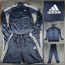Adidas Essentials 3 Stripes Tracksuit Jacket  Pants Set Blue Men  s Size M