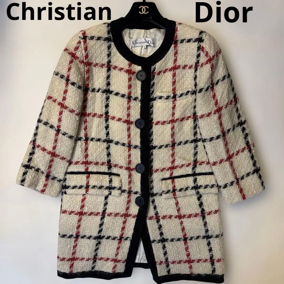 Christian Dior / Mohair Coat / No Collar / Wool / 79 cm Length