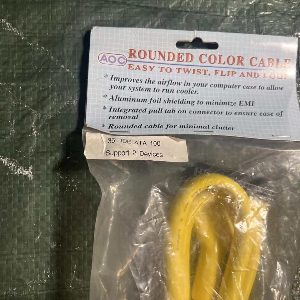 New Yellow 36in Round IDE Ultra ATA100 Cable - Image 2 of 2