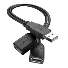   2026 Upgraded  USB 2.0 A Male to 2 Dual USB Female Jack Y Splitter Hub 1 Pack