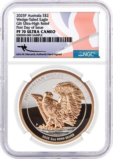 2025 P $2 Australia 2oz Wedge Tailed Eagle UHR Rose Gold Gilt NGC PF70 UCAM FDOI