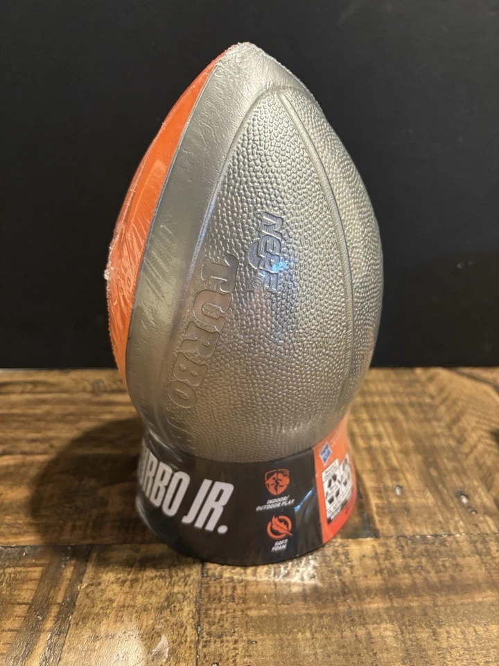 NERF Sports Turbo Jr. Football Bright Orange and Titanium Junior, Ages 4+ - SAVE - Image 2 of 3
