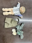 Vintage 1985 Cabbage Patch Kids Doll Boy Curly Hair Blue Eyes Jeans Outfit