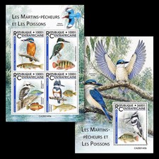 Kingfishers and Fishes MNH Stamps 2026 Central African M/S + S/S