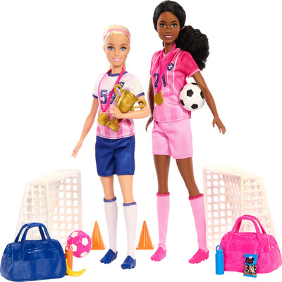 Barbie Careers Dolls 15 Accessories Soccer Player Playset Brooklyn Blonde