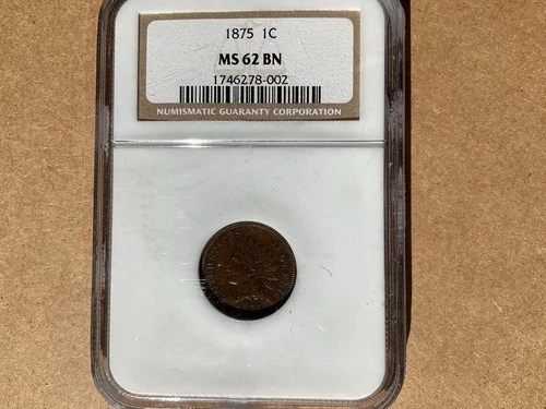 1875 BN Indian Head Cent Penny 1c NGC MS-62 – Nice, But???