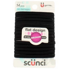Scunci No Damage Medium Hold Hair Ties, Black, 14 Ct