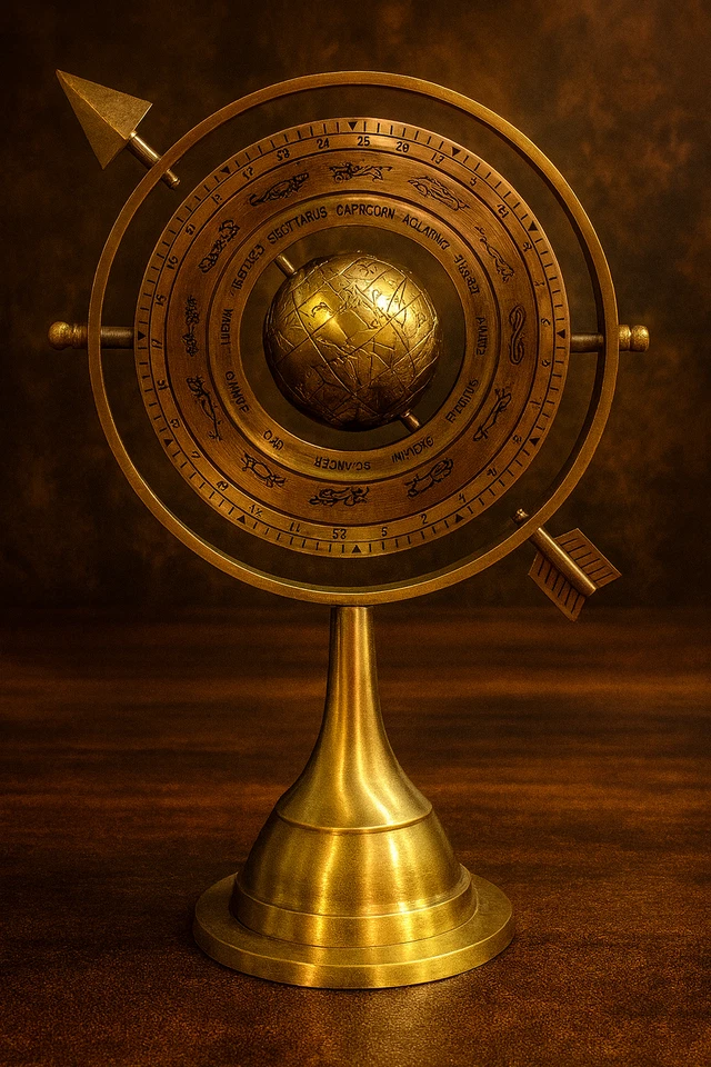 Antiguo globo armilar de latón zodiaco celeste decoración de mesa regalo de Navidad Foto 2 de 4