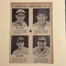 Pete Reiser Elmer Riddle Clyde McCullough Frank Crespi 1942 Annual Baseball 6X8