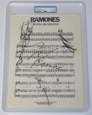 RAMONES Signed Autograph "I Wanna Be Sedated" Sheet Music by 4 Slab PSA JSA BAS