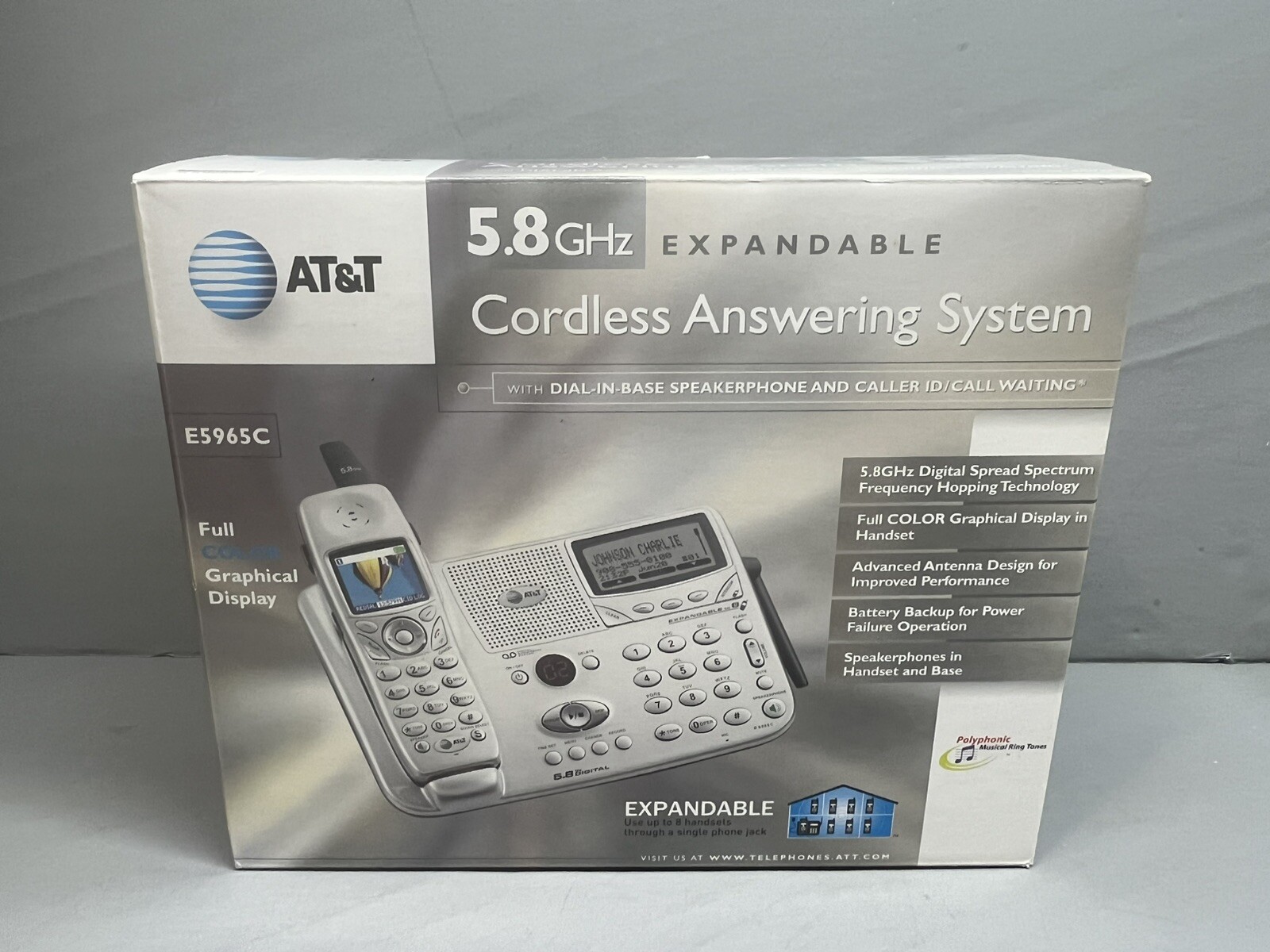 AT&T E5965C 5.8 GHz Expandable Cordless Answering System OPEN BOX