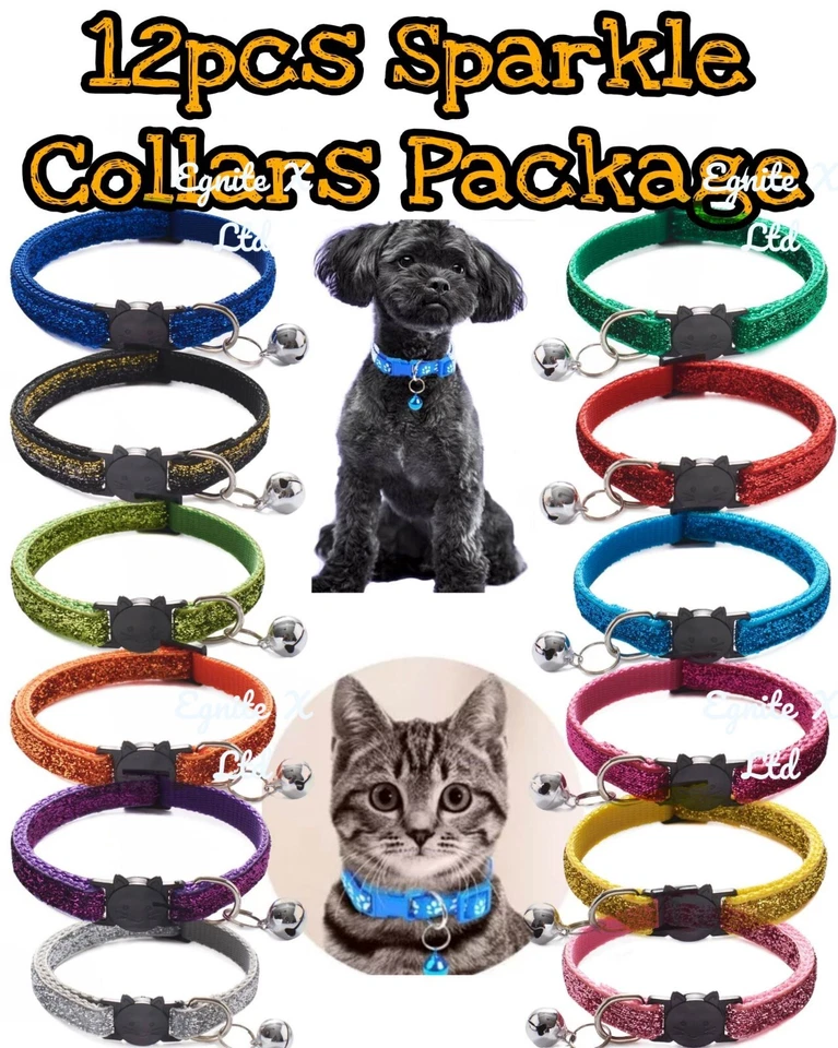 Kitten Cat Glitter Collar Bell Safety Breakaway Buckle Quick Release Adjustable - Image 3 of 4