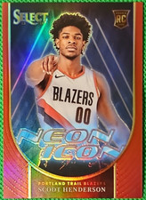 Scoot Henderson 2023-24 Panini Select Neon Icon Red Prizm RC #7 Portland