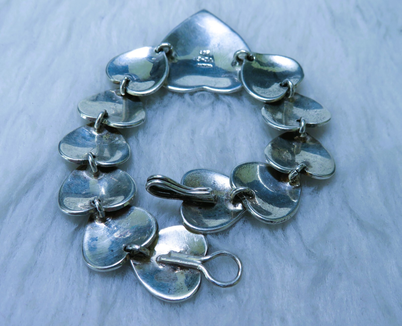 thick, solid, sterling silver HEART LINKS bracelet - image 4