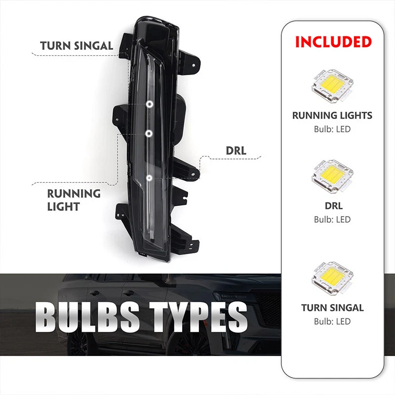 For 2021-2023 Cadillac Escalade Fog Light Daytime Running Lamp LED DRL Passenger Foto 3 de 4