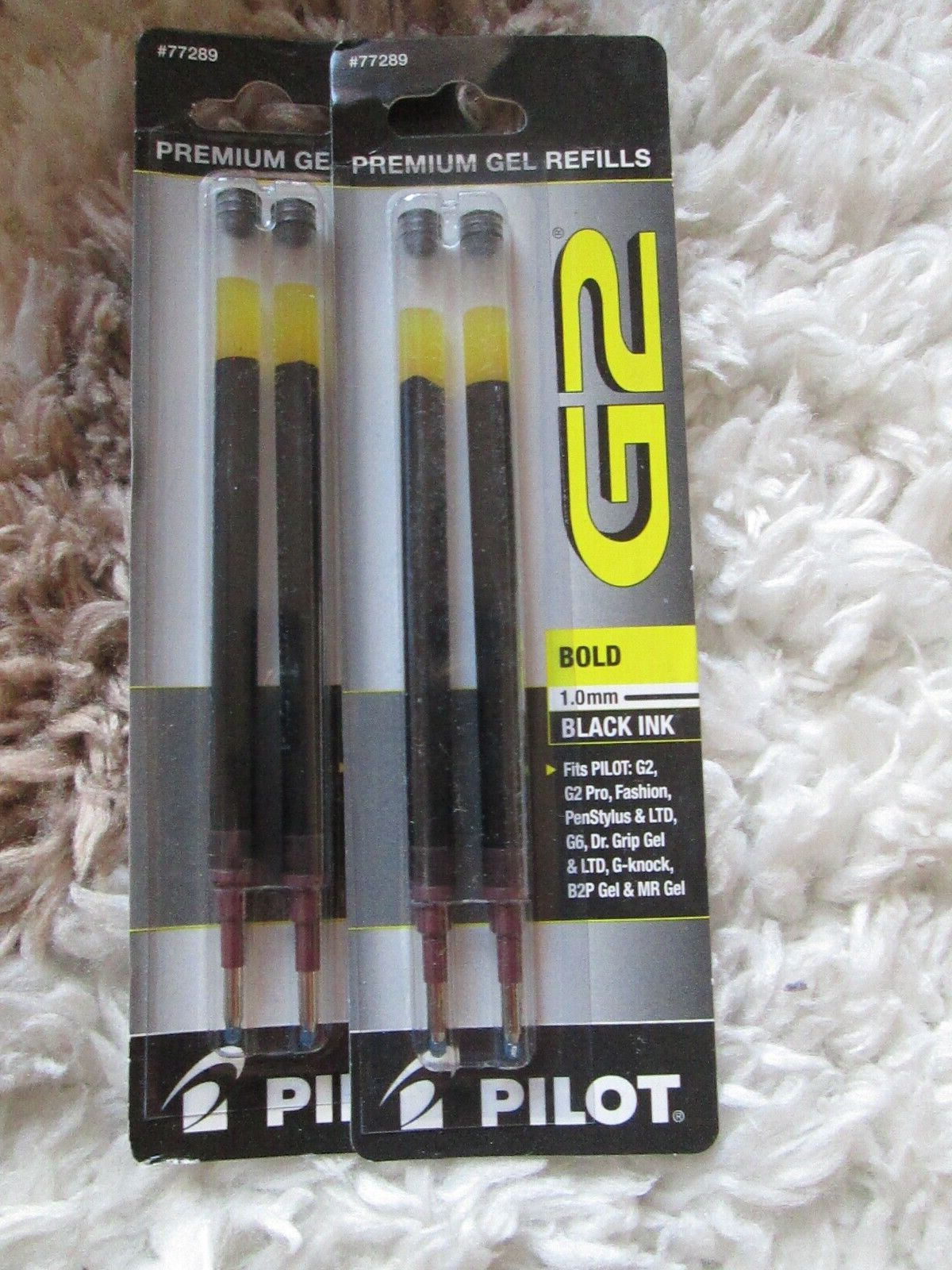 2 Pks ~4 total 77289 Pilot G2 Gel Rolling Ball Pens Bold Point Black Ink