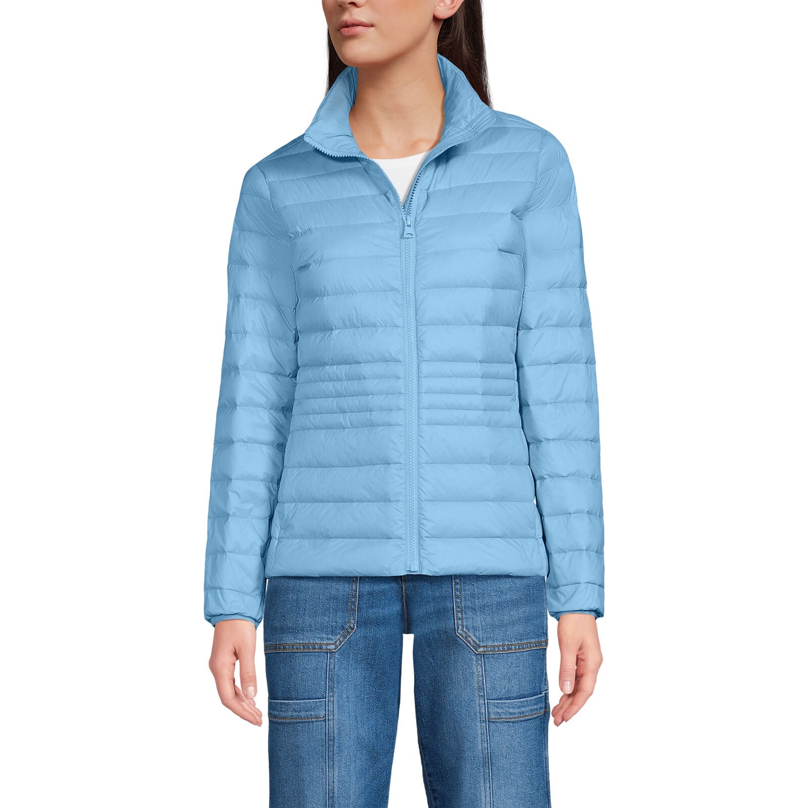 Lands End Women's Blue Packable Down Jacket Wanderweight Size XS