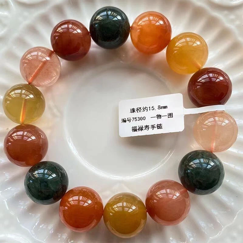 Brazalete Mixto Cabello de Conejo Cuarzo Rutilado Rojo Cuarzo Rutilado Verde Natural Foto 2 de 3