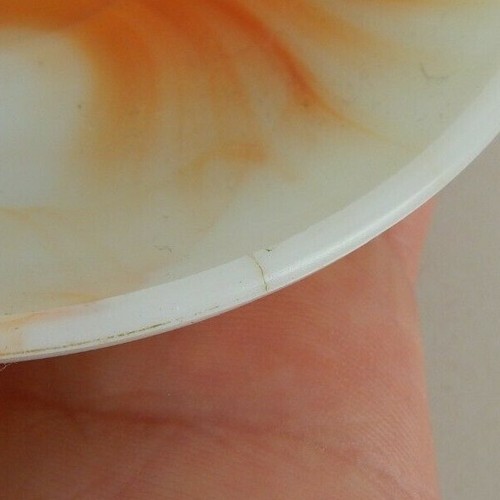 Vintage Akro Agate Demitasse Cup and Saucer Orange and White Nicely Marbleized - Picture 8 of 11