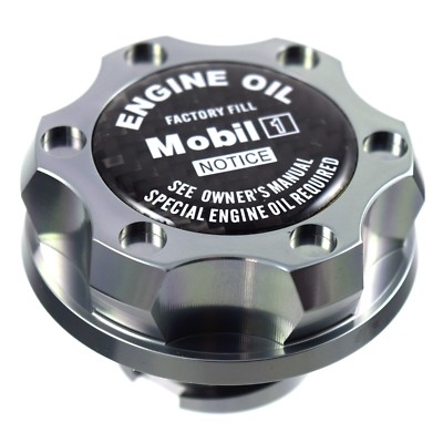 Gunmetal Billet Engine Oil Filler Cap Carbon Fiber Mobile One For Ford 1/4 Turn