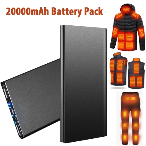 20000mAh Battery Pack for Heated Vest Jacket Pants Scarf USB Power Bank 5V/2.1A video thumbnail