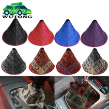 JDM Recaro Red Stitches Racing Hyper Fabric Shift knob Shifter Boot Cover MT/AT