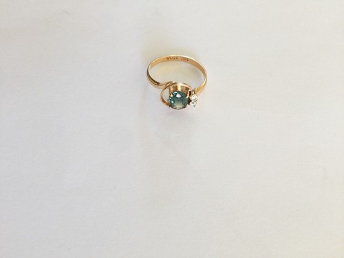 Small 14K Solid Yellow Gold Oval Natural Sapphire Women Ring - size 5 - R112 - Picture 6 of 12