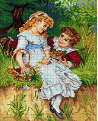 Printed Canvas for Tapestry Needlepoint  Orchidea ''Sweethearts'' 2998M