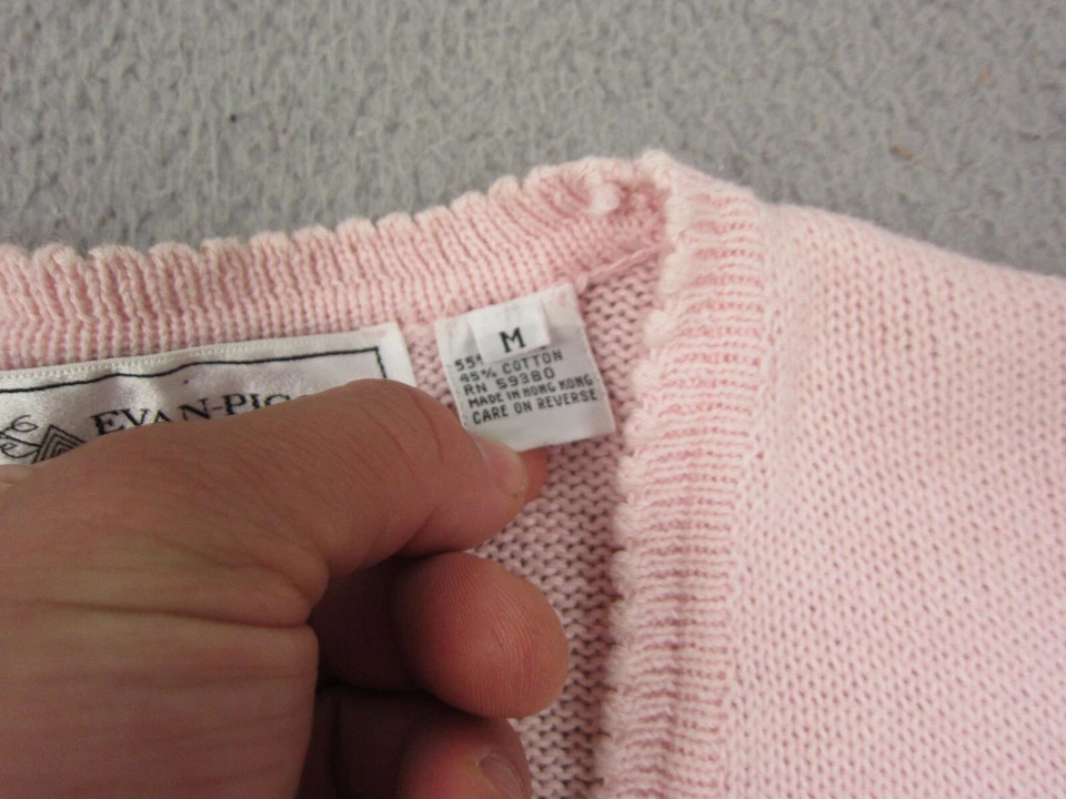 Suéter Vintage Evan Picone Mujer Mediano Rosa Cárdigan Floral Damas Años 90 80 Foto 4 de 4