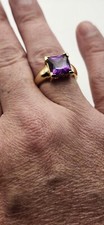 Amethyst Colored Stone Sterling Silver Gold Plated Ring 5.6 Grams.