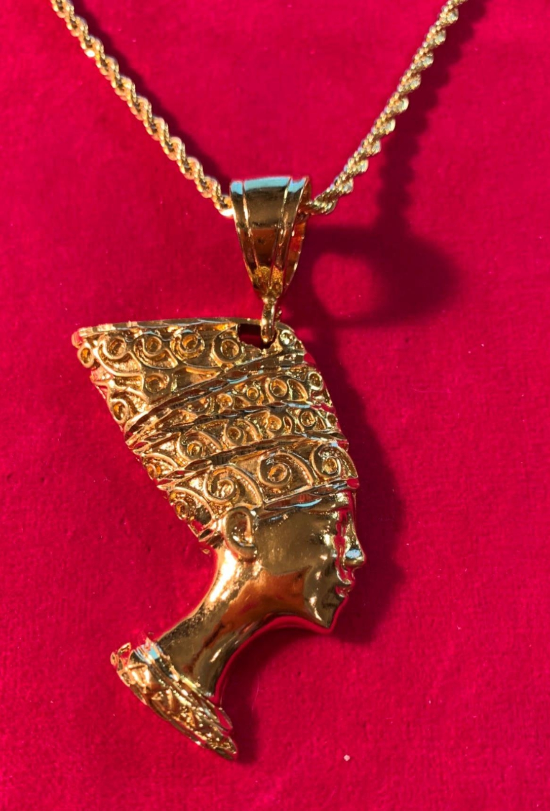 14kt-gold-plated-nefretiti-charm-over-2-3-4-high-3mm-rope-from16-30