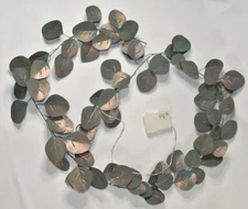 Metal Silver Dollar Eucalyptus Leaves Lit Garland Faux Green Copper Finish 72"