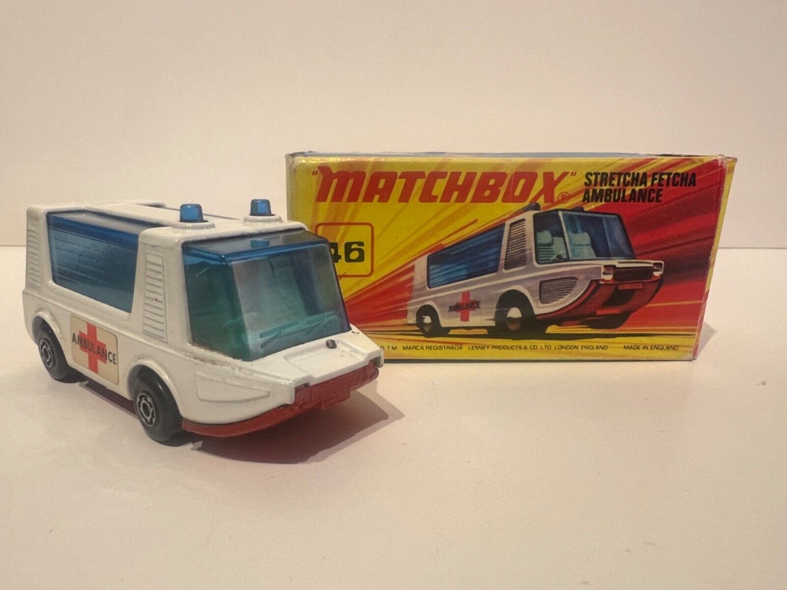 Matchbox 46 Stretcha Fetcha ambulance, boxed, original.