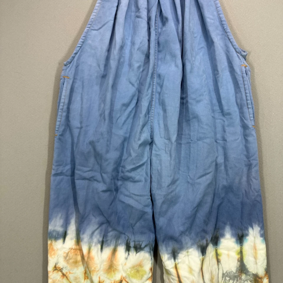 Macacão Macacão Gypsy Rose Romper Boho Hippie Perna Larga Tamanho P/M Tie Dye Azul - Imagem 3 de 4