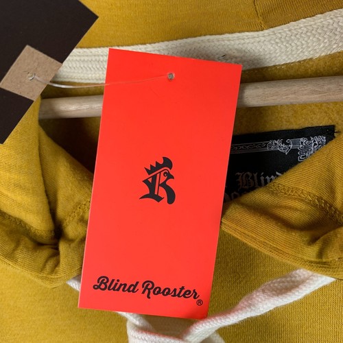 Blind Rooster Hoodie Logo Fearless Tiger Mustard Graphic Pocket Drawcord L NEW - Picture 10 of 10