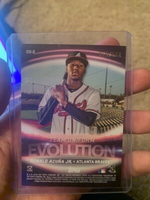 2019 Topps Team Uniform Evolution Hank Aaron Ronald Acuna Jr Dodgers /150 Stamp