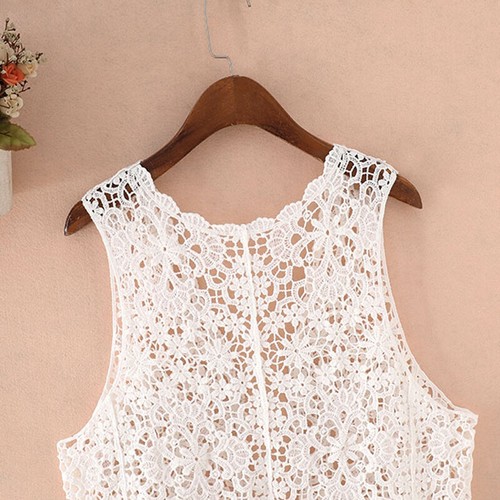 Women Crochet Waistcoat Open Jacket Vest Hollow Out Coat Knitted Cardigan Vest - Picture 8 of 10