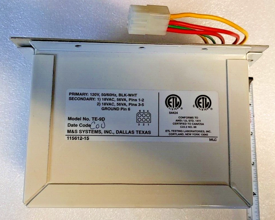 Transformador de potencia Te-9d para intercomunicador estéreo MC902 y Broan Kn600 y otros M&S  Foto 2 de 4