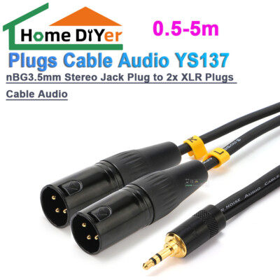 YS137nBG 3.5mm Stereo Jack Plug to 2 x XLR Plugs Cable Audio Lead 0.5-5m