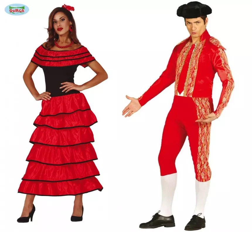 CARNEVALE HALLOWEEN VESTITO COSTUME TORERO SPAGNOLA FLAMENCO COSPLAY UOMO  DONNA