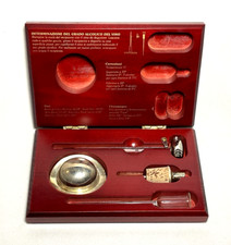 PINEIDER ~ TERMOMETRO VINO + FIALA + TAPPO DERBY + VERSATORE con scatola in legno ~ Italia