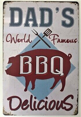 RETRO METAL WALL SIGN BBQ TIN VINTAGE FUNNY KITCHEN FATHERS DAY  DAD GIFT CHEF