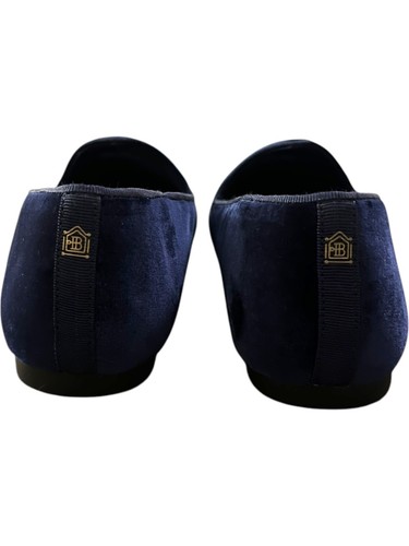 Birdies x Minted Emilie Simpson Heron Wild Zebra Blue Velvet Slipper Flat Size 6 - Picture 5 of 11