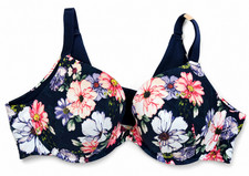 NEW CACIQUE LANE BRYANT NAVY BLOSSOM FLORAL BOOST PLUNGE PUSH UP BRA SZ 44D