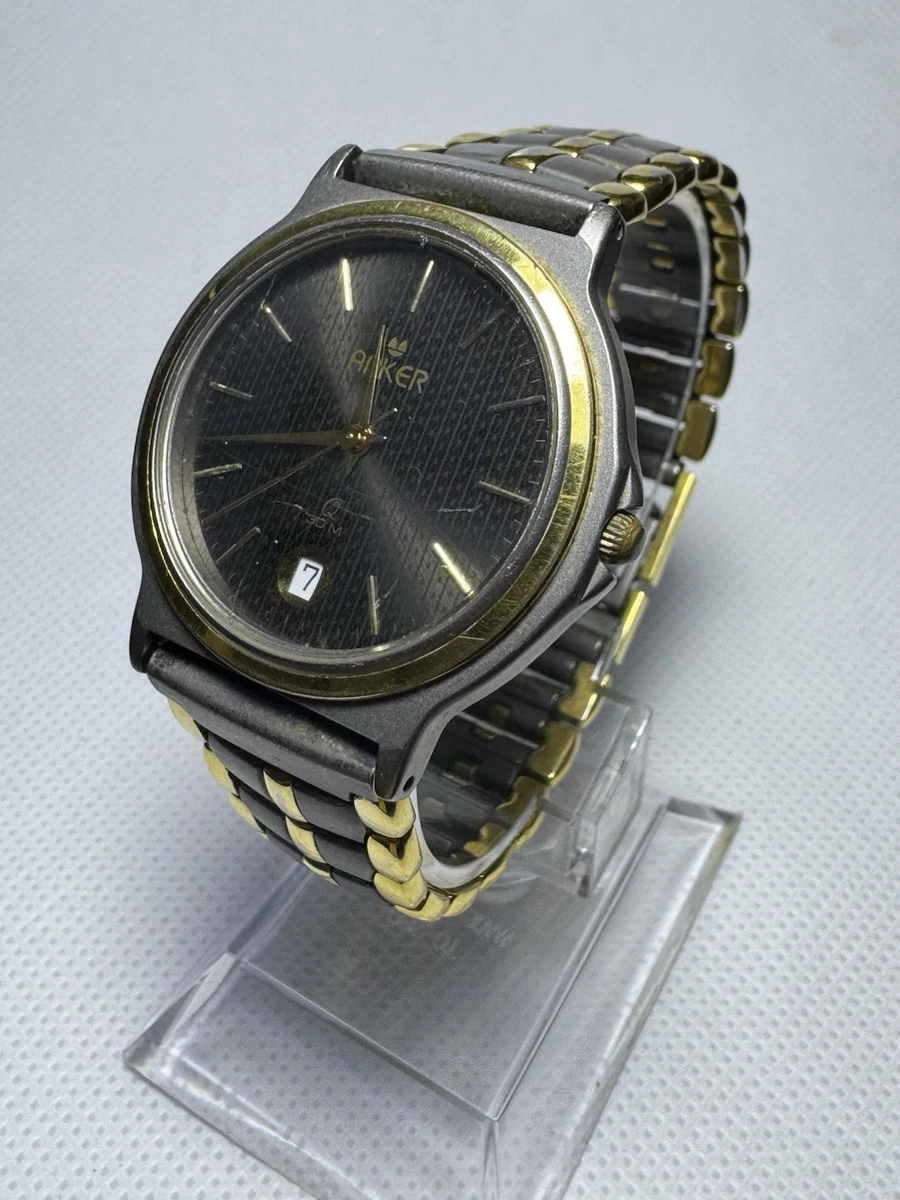Reloj de pulsera Anker cuarzo titanio bicolor oro/plata negro fecha 3 ATM