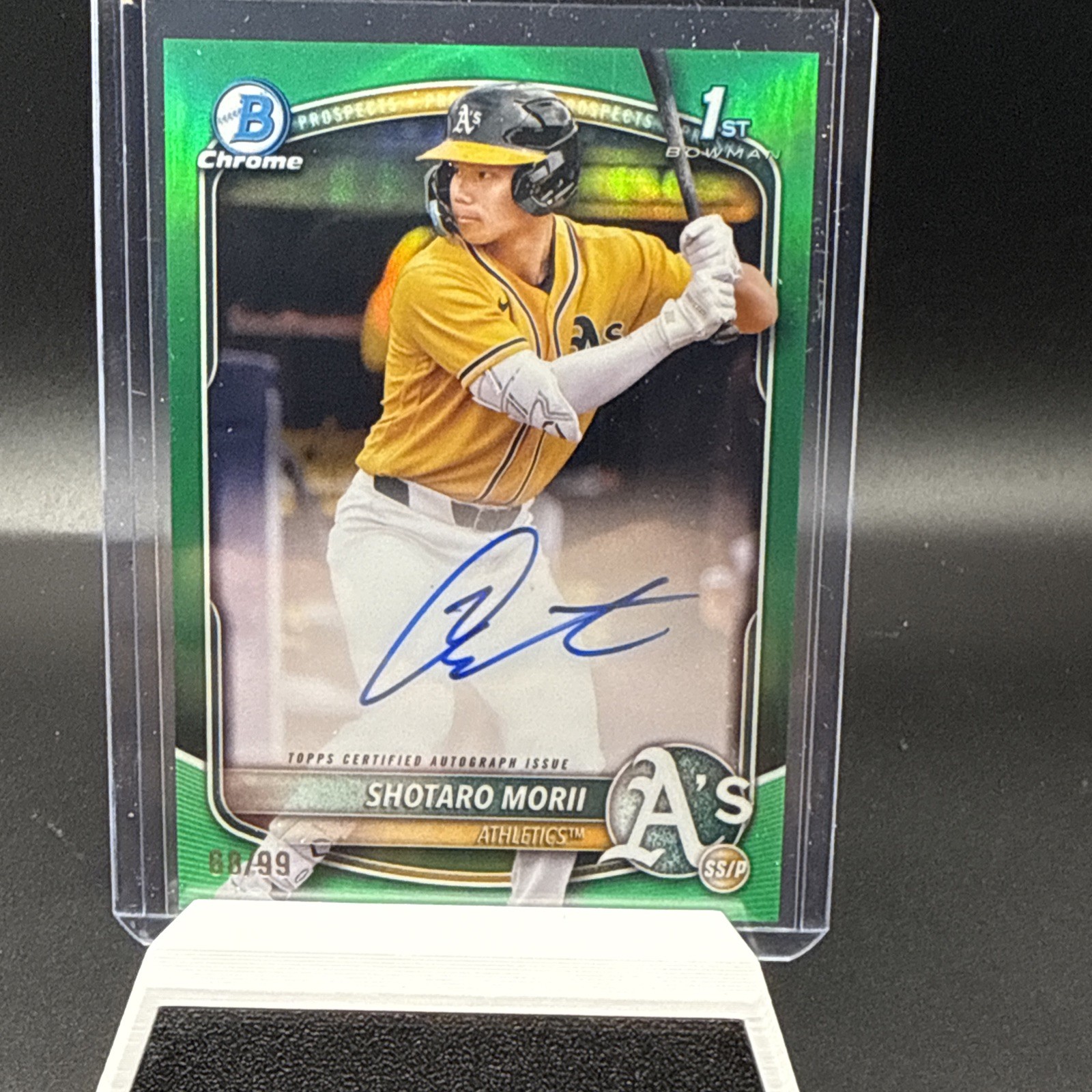 2025 Bowman Chrome SHOTARO MORII 1st Bowman True Green Refractor Auto #/99 💎